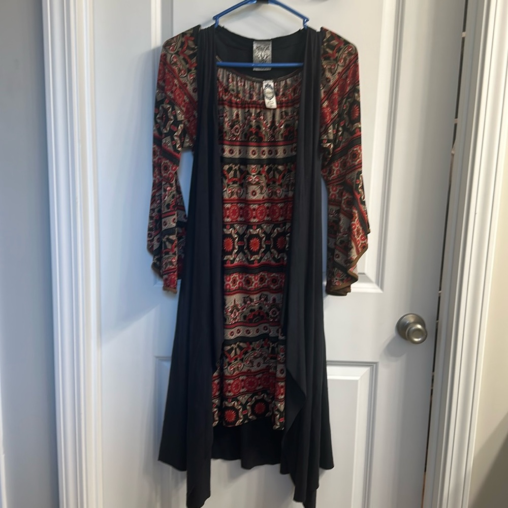 Bohemian Red and Black Patterned Dress